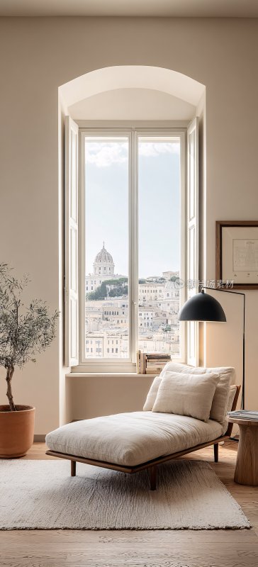 窗边舒适的休闲角落