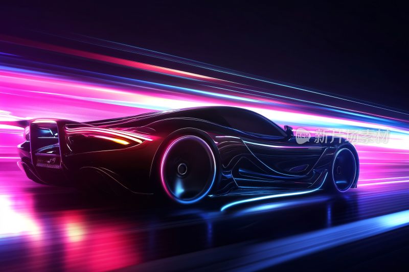 酷炫霓虹跑车插画