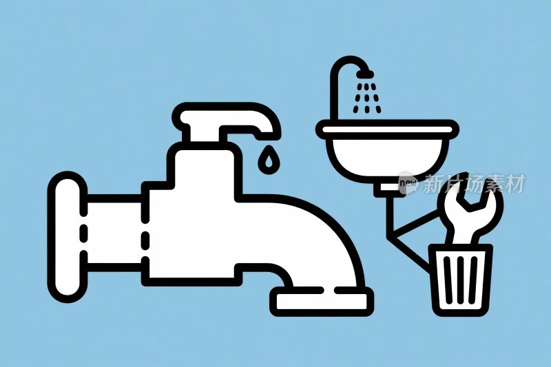 水龙头维修插画