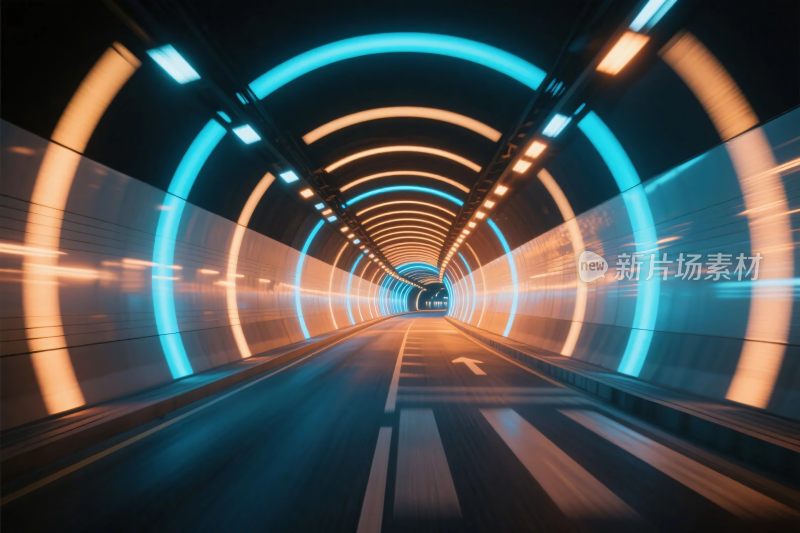 未来霓虹灯光隧道