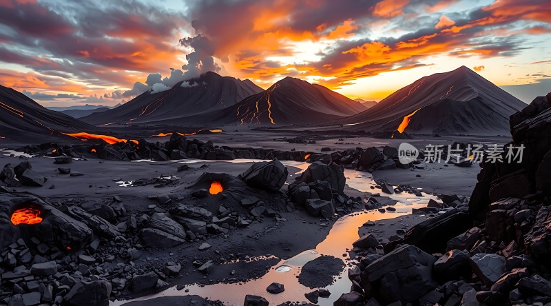 熔岩与日落火山奇景