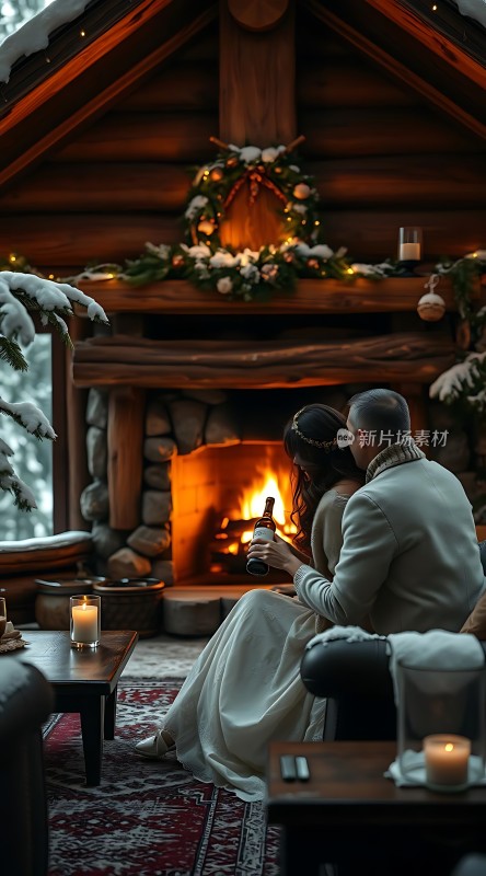 冬日暖炉旁的温馨时刻