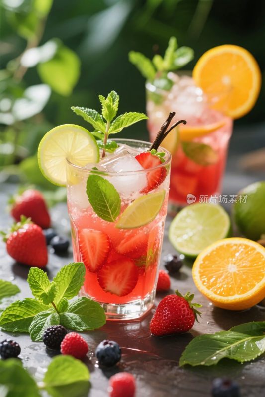 清新水果饮品特写