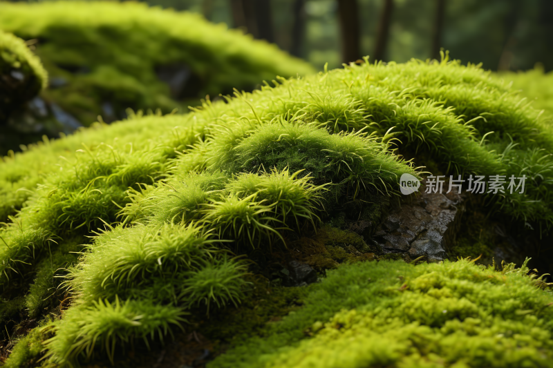 森林中苔藓覆盖的岩石特写高清风景图片