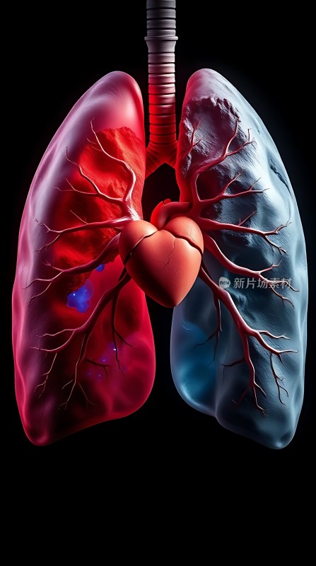红色与蓝色肺部的对比图