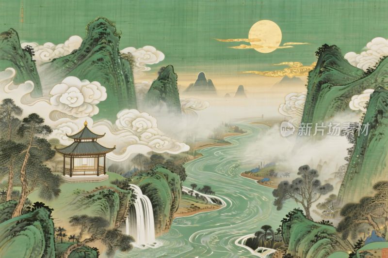 中式山水风景图