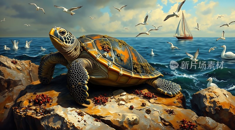 海龟与海洋生物共舞