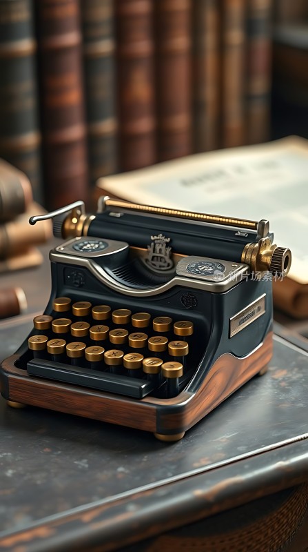 复古打字机与书籍