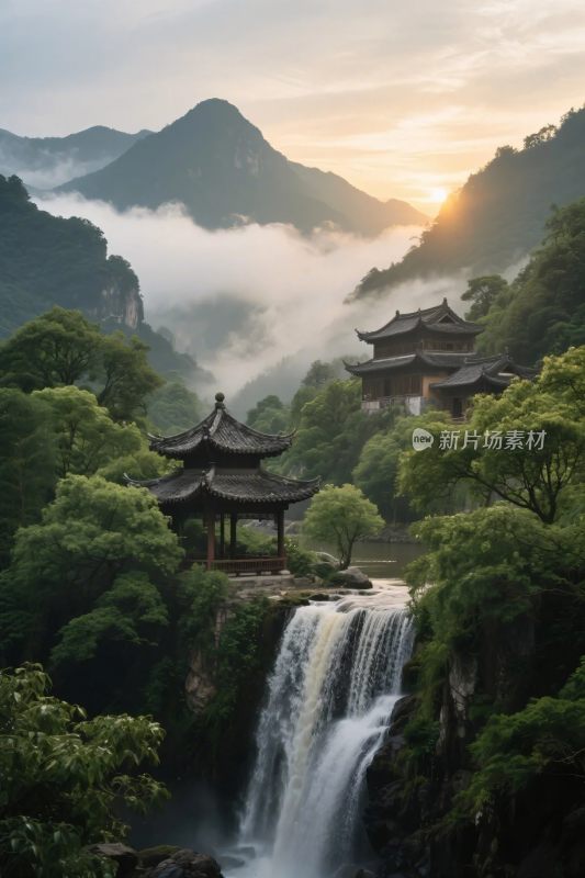 山水古建风景图