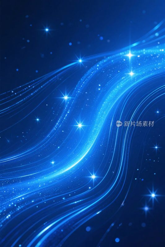 蓝色星空光效插画