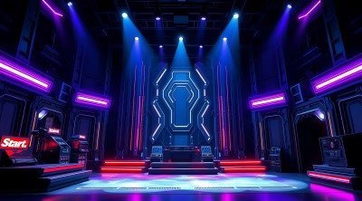 未来科技舞台霓虹灯光闪耀 未来科技舞台霓虹灯光闪耀