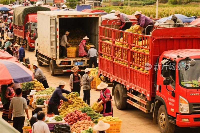 集市货车集市场景
