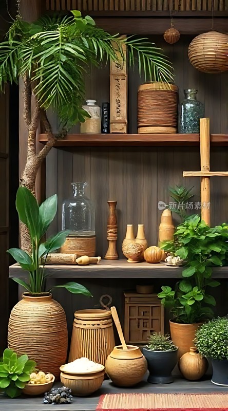 自然之韵陶器与绿植的和谐之美
