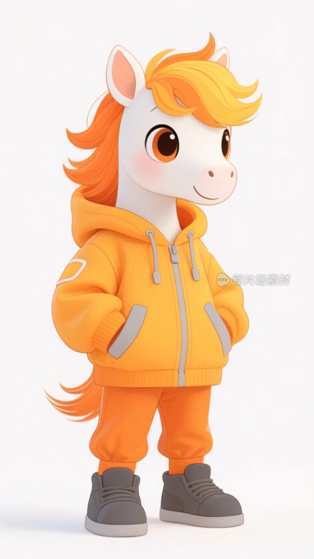 穿橙衣的可爱小马卡通形象