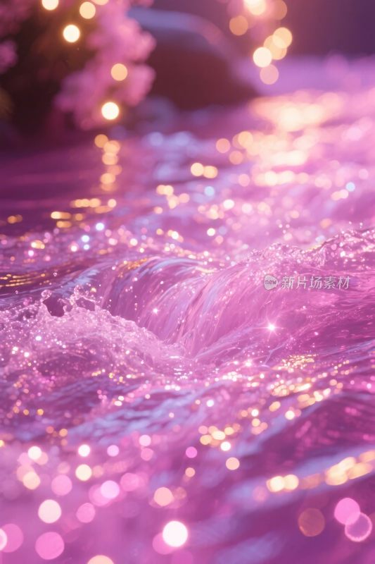 梦幻粉色水面光影