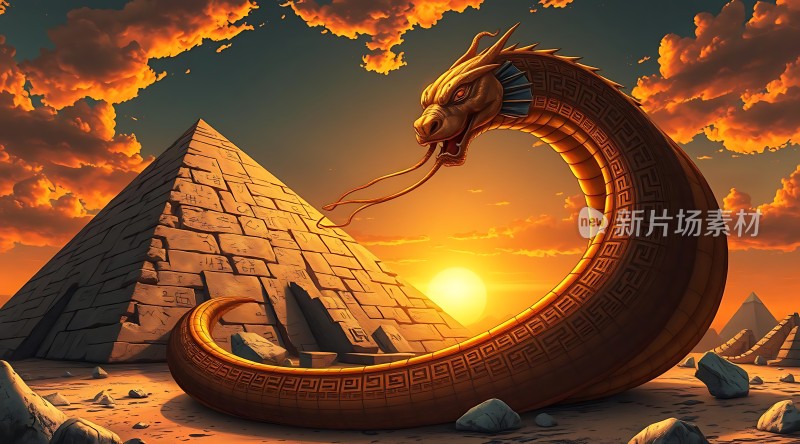古埃及巨蟒守护金字塔