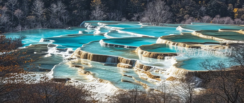 黄龙钙池天梯华丽自然风景胜地