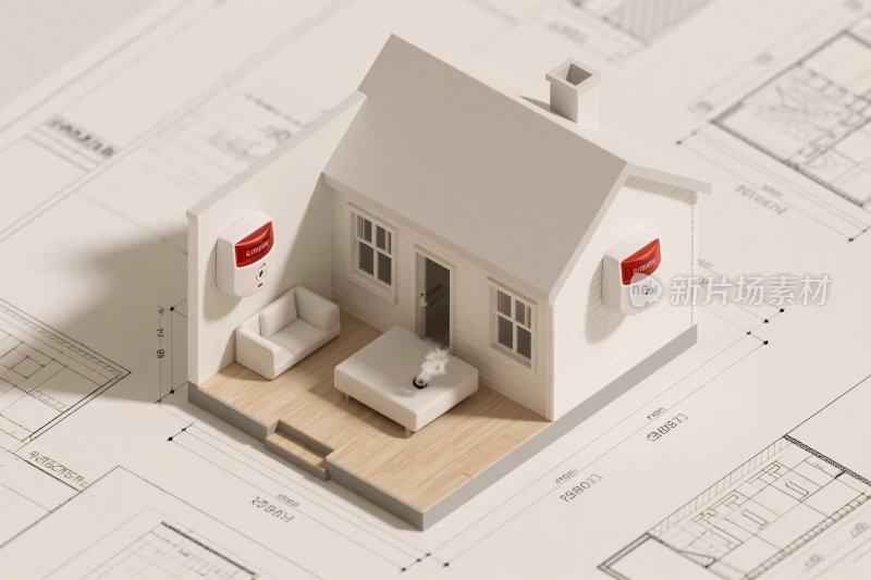 房屋模型与建筑蓝图