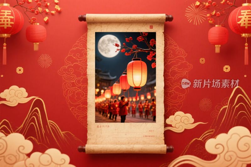 新春年画卷轴插画