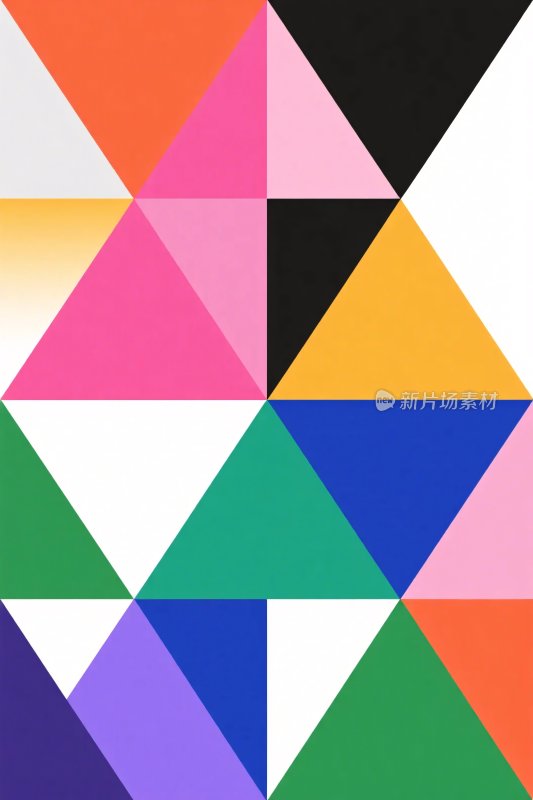 多彩几何三角形插画
