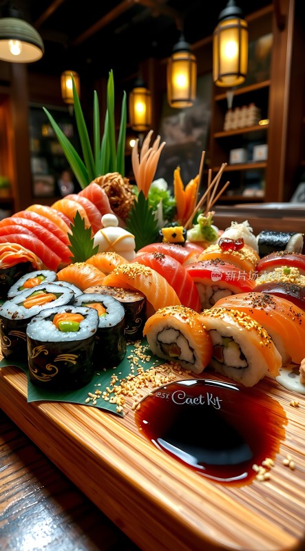 日式料理大拼盘寿司卷与刺身完美结合
