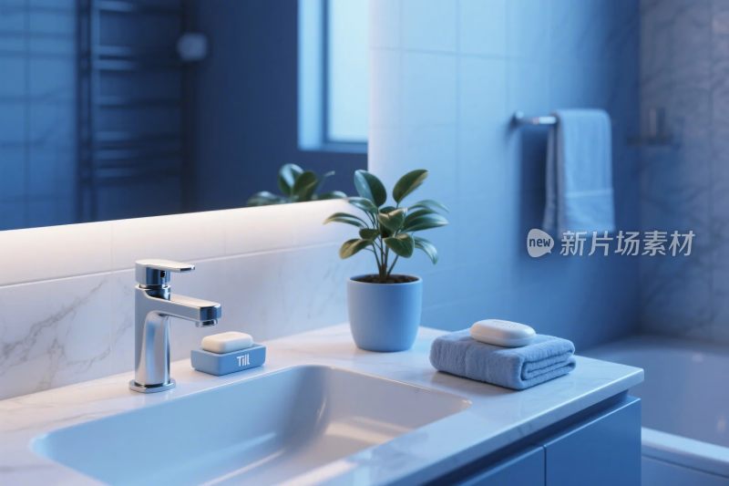 现代简约浴室洗手台场景