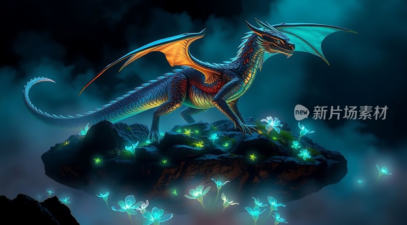 神秘龙影奇幻夜空