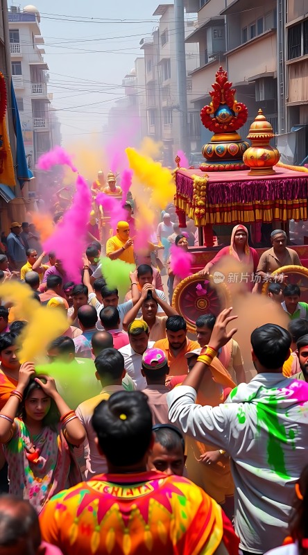 彩色粉末节上的欢乐庆典