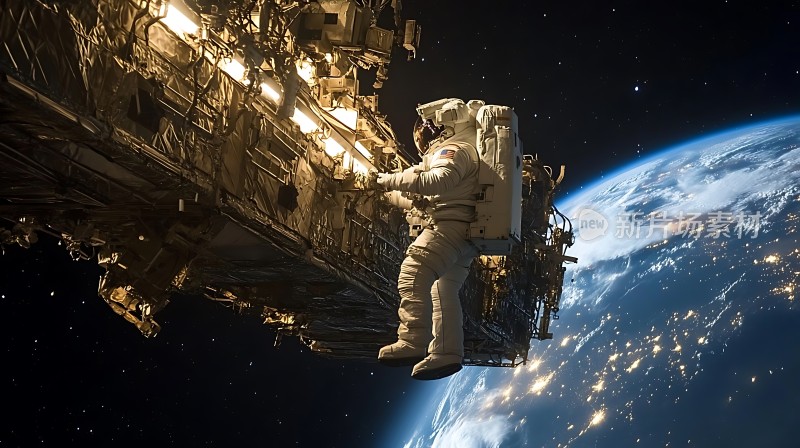 太空漫步宇航员与地球共舞
