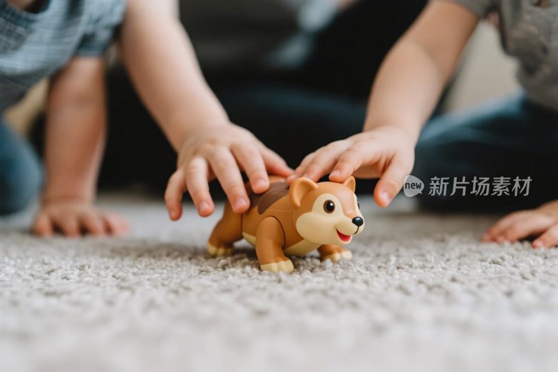 小孩玩玩具动物