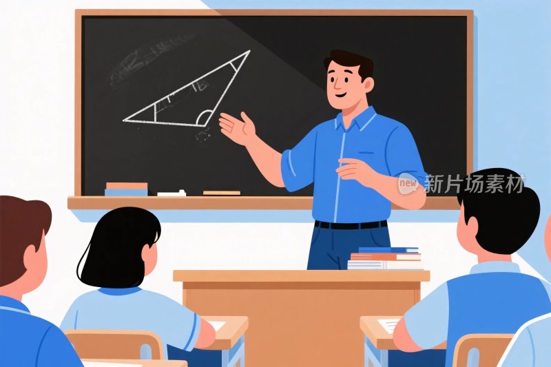 课堂师生教学场景插画