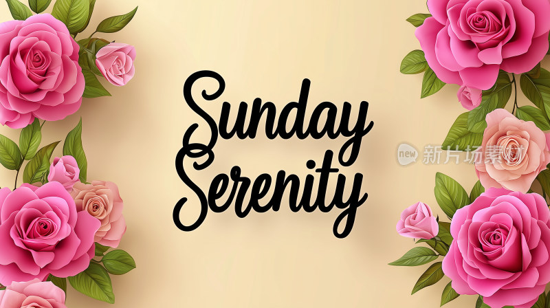 玫瑰文字请柬示范宁静星期天Sundayserenity