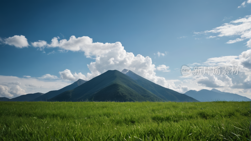 一片草地一座高山清风景图片