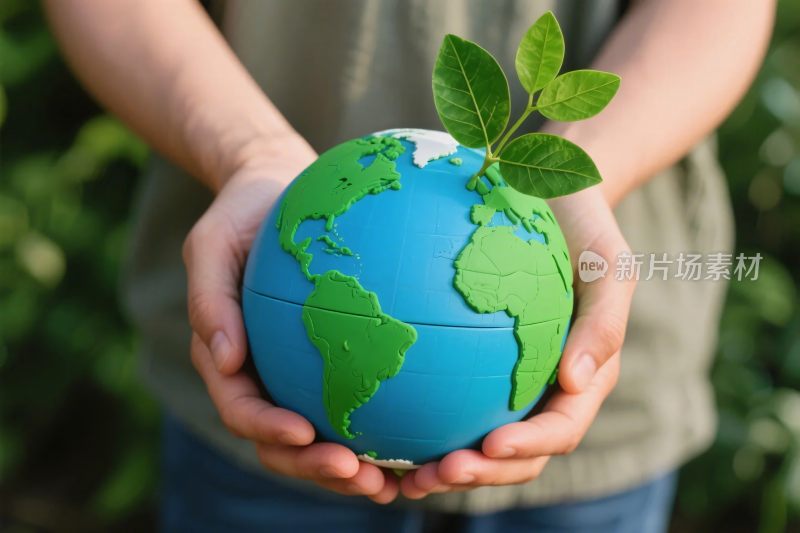 双手托地球环保插画
