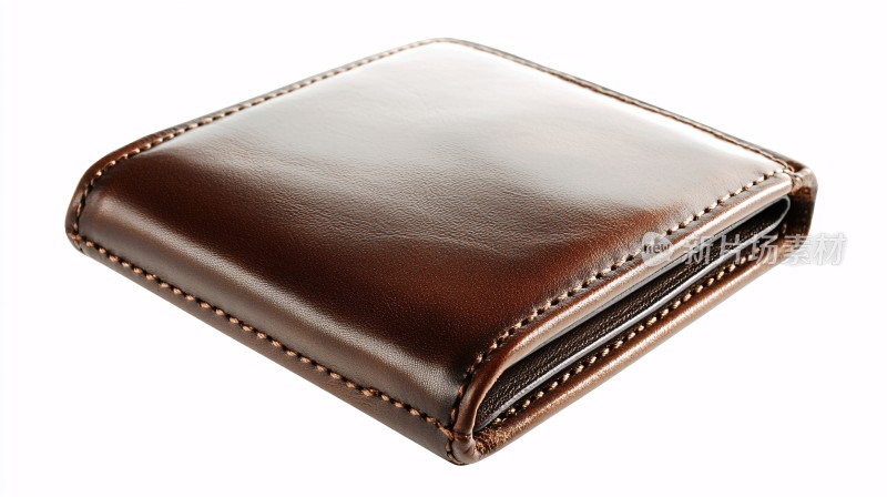 棕色皮质钱包特写