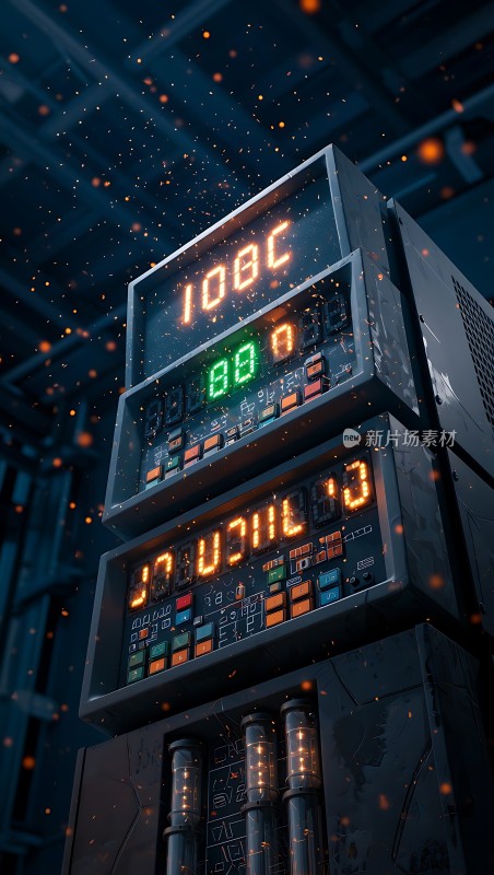 未来科技装置数字与光效交织