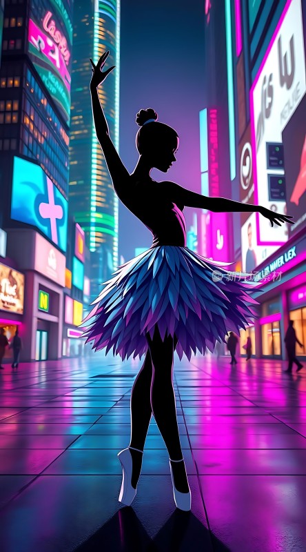 霓虹灯下的芭蕾舞者