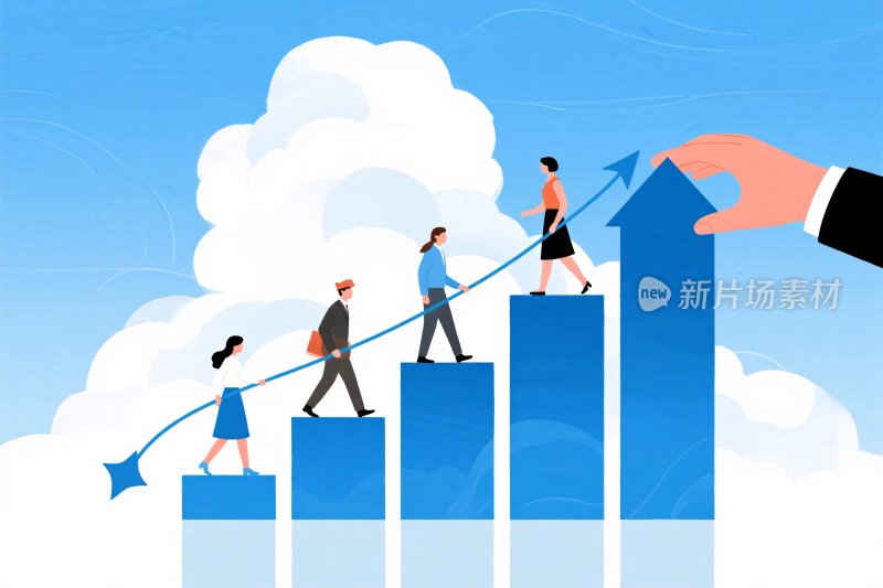 职业成长阶梯插画