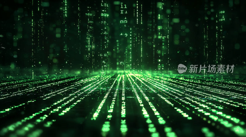 黑客帝国绿色数字数据矩阵背景