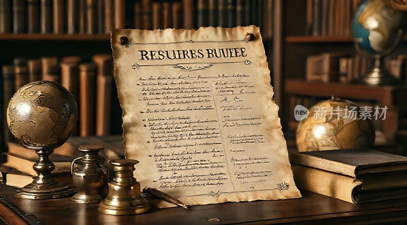 古董书桌上的古老文献