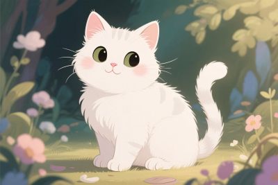 卡通白猫插画