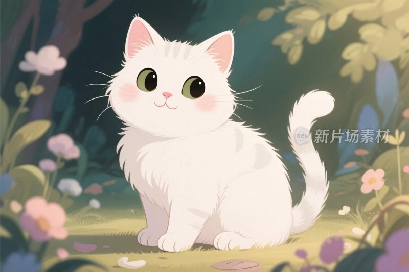 卡通白猫插画