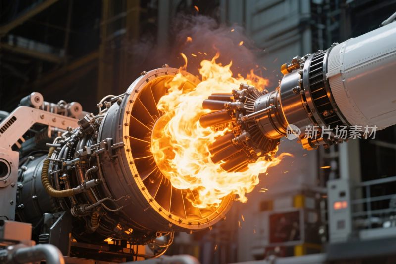工业设备喷火特写