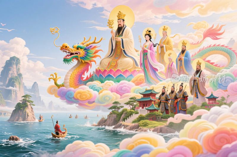 神话场景佛像插画