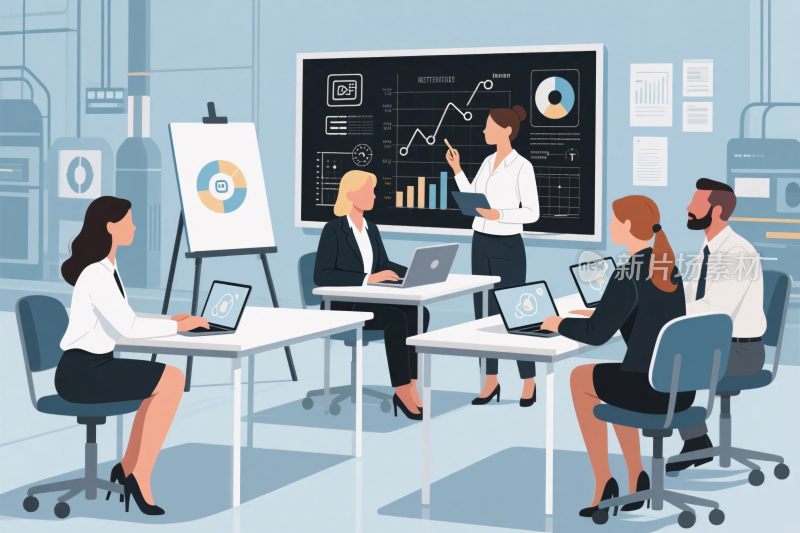 商务团队会议场景插画