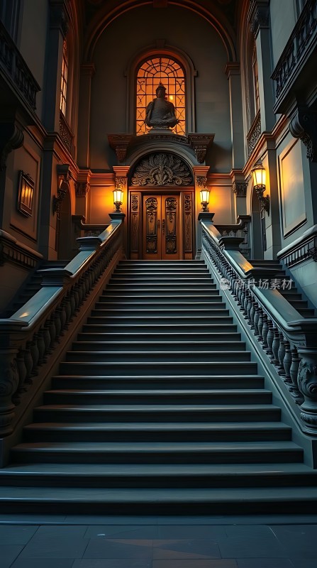 宏伟楼梯下的雕像
