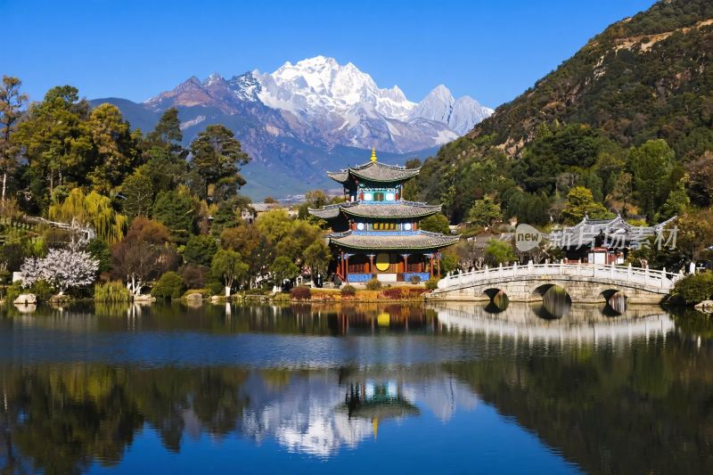 山水古建风景图