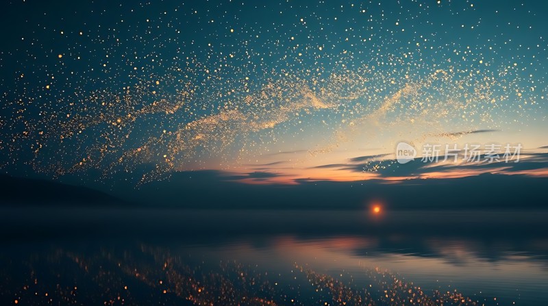 夜幕下的璀璨星河与宁静湖面