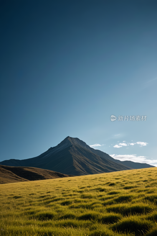 草地一座高山清风景图片