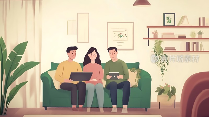 温馨家庭时刻三人共度美好时光